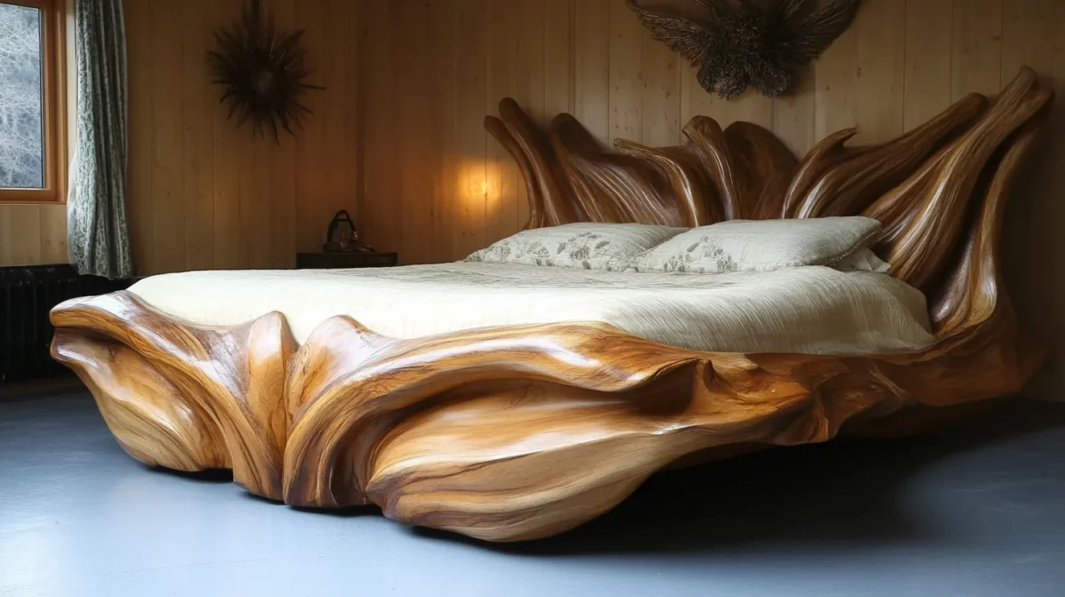 handmade unique wooden bed design