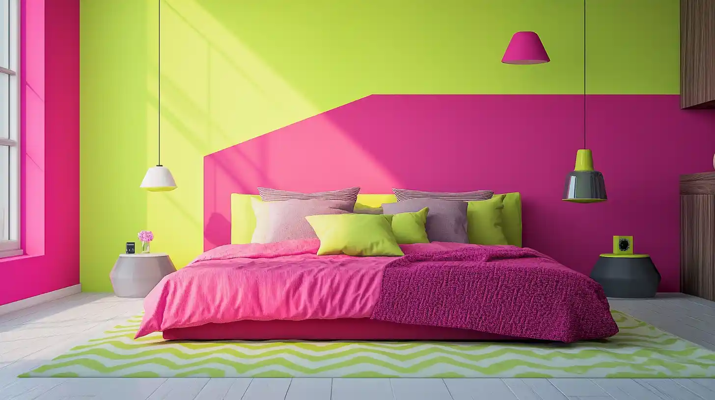 hot pink and lime green bedroom