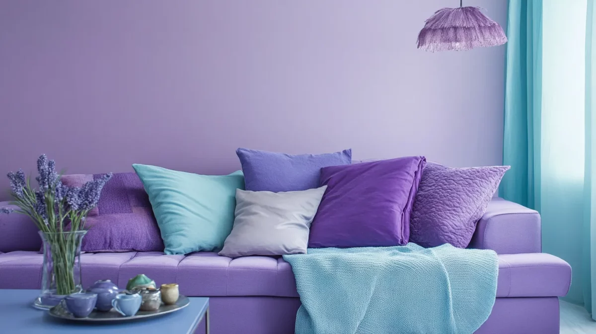 lilac and light blue wall colour combination