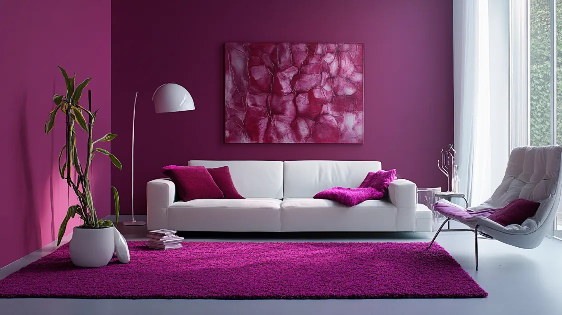 magenta magic with whispered white wall colour combination