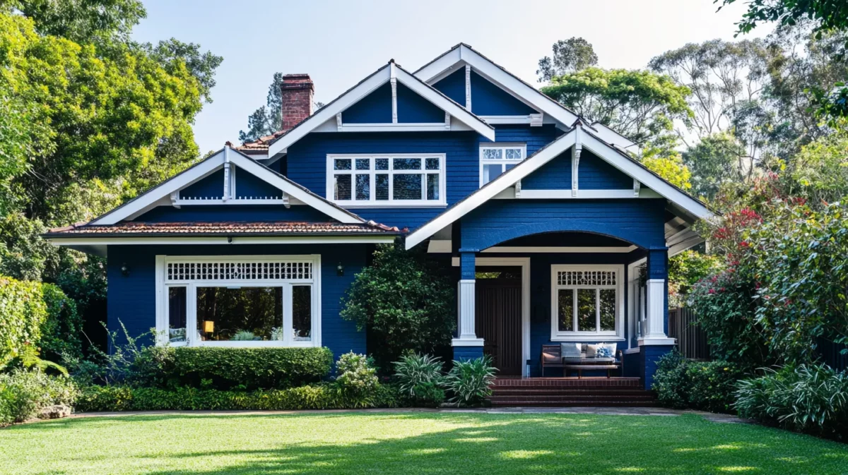 navy blue and crisp white for striking outside walls