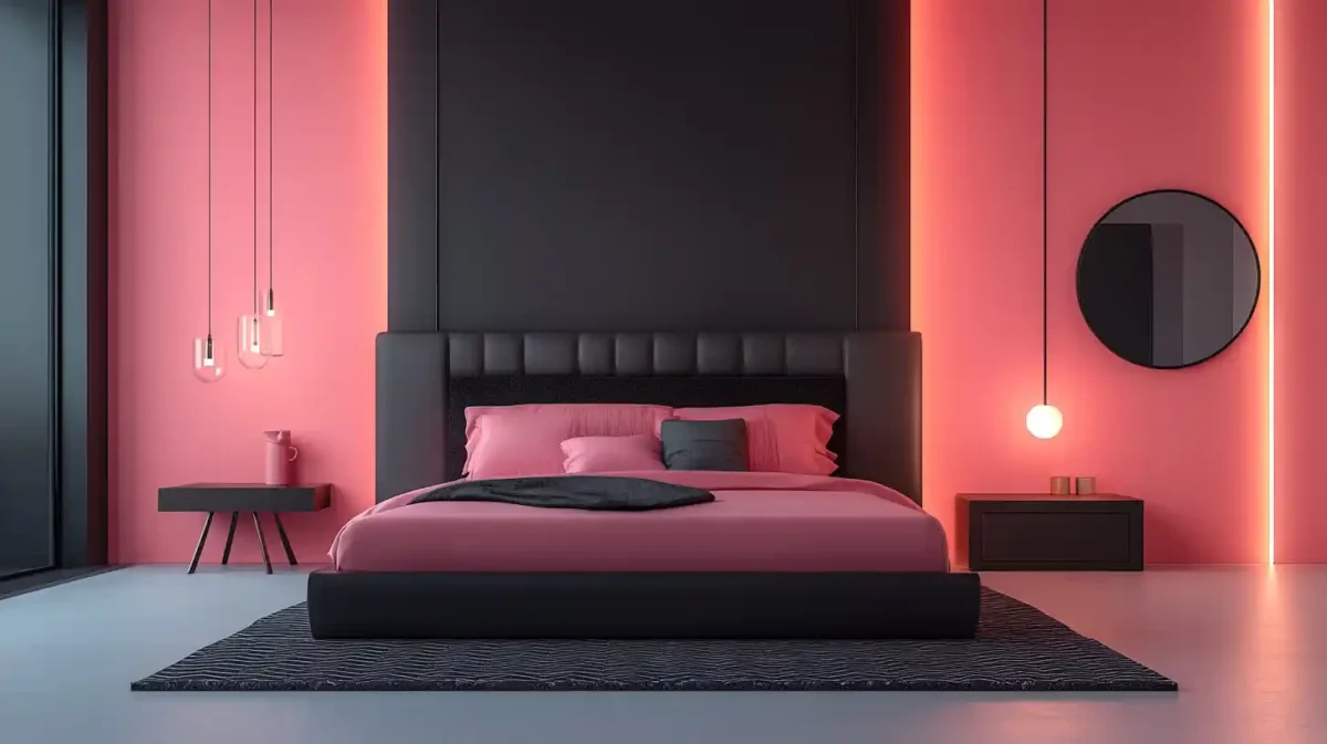 pink and black colour combination for bedroom