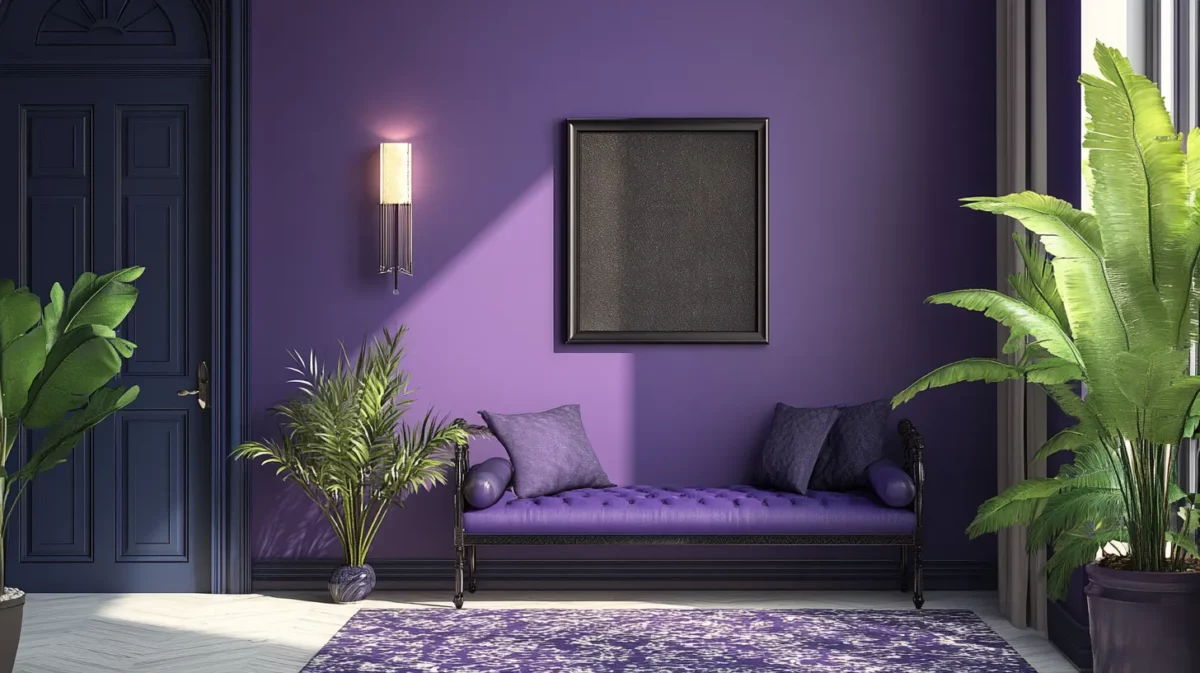 purple and navy blue wall colour combination