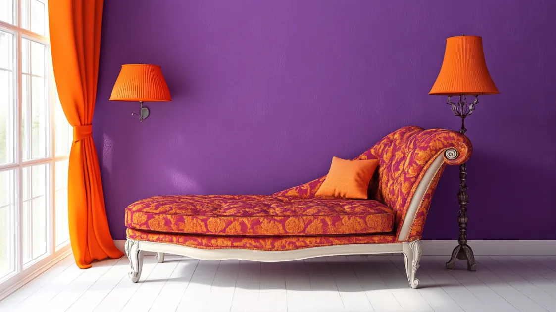 purple and orange wall colour combination