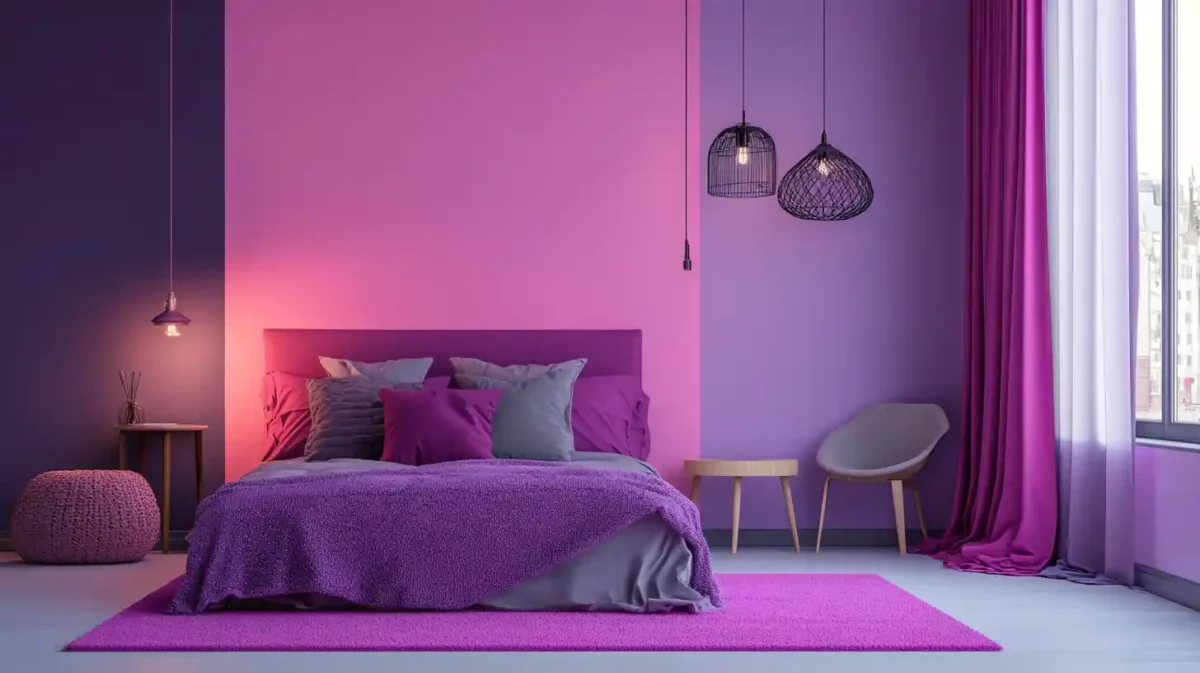 purple and pink colour combination for bedroom