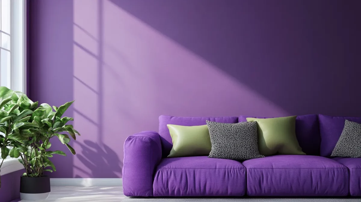 purple and sage wall colour combination