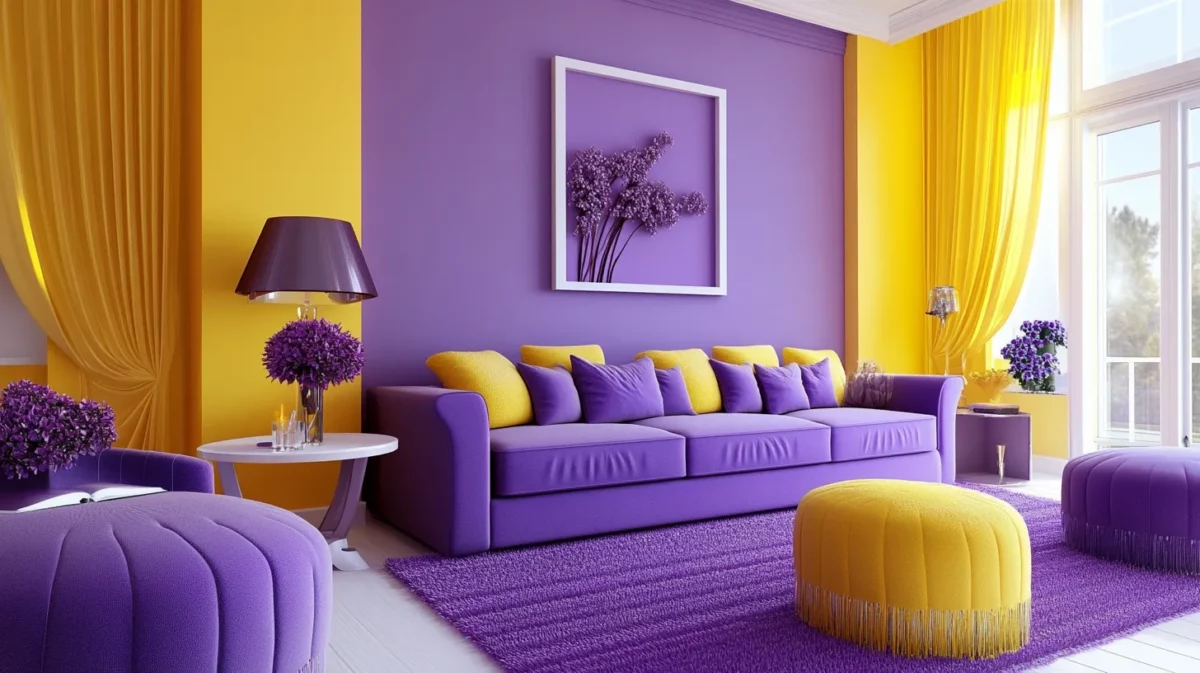 purple and yellow wall colour combination