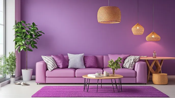 purple ish tones wall colour combination