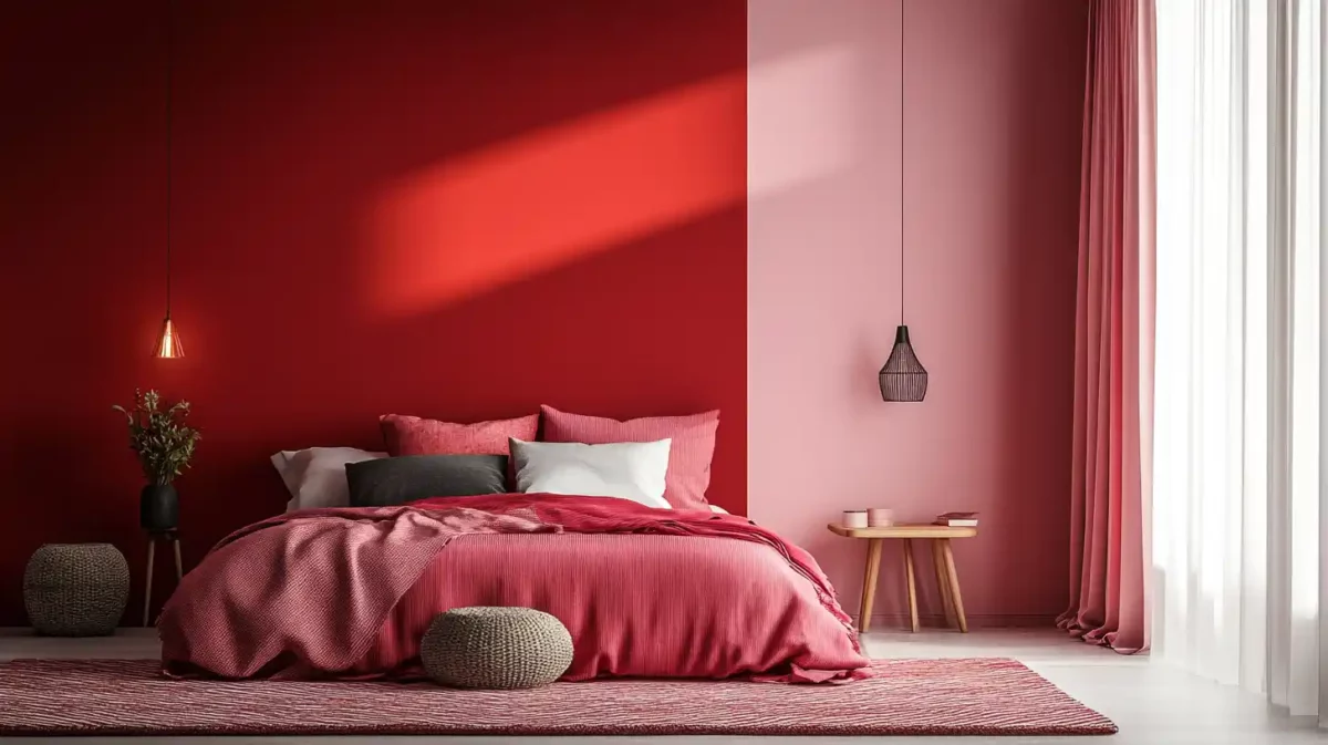 red and pink colour combination for bedroom