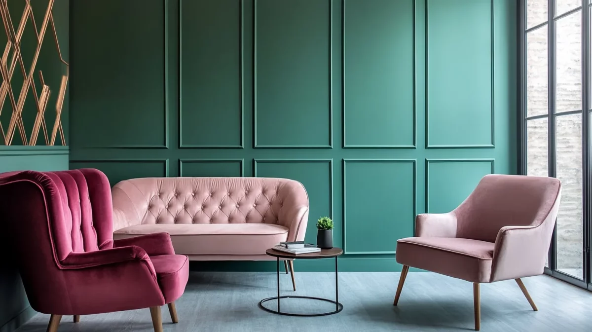 sage green and dusty rose for elegant living room walls