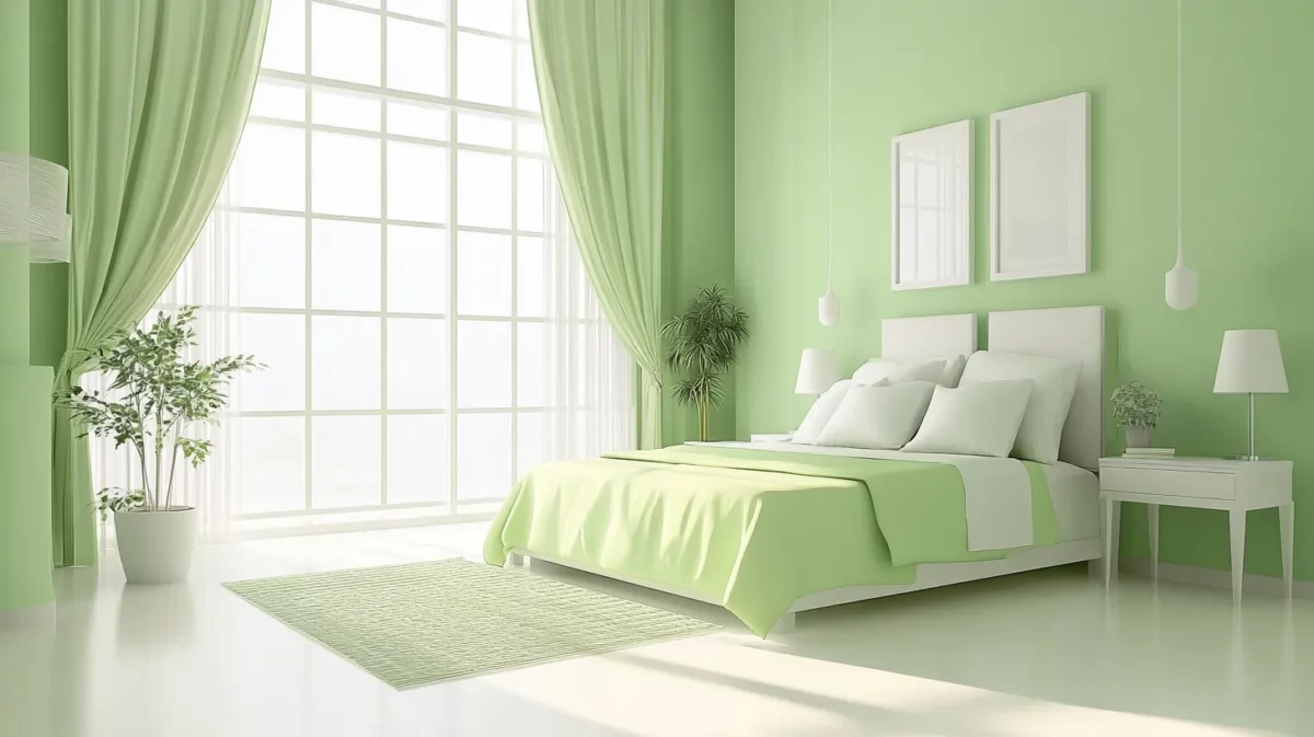 soft green and white for fresh bedroom walls