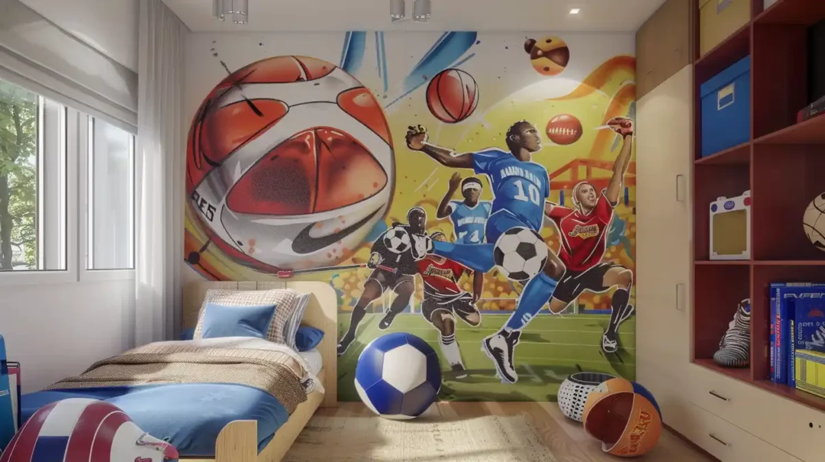 sports zone kids room wall painting