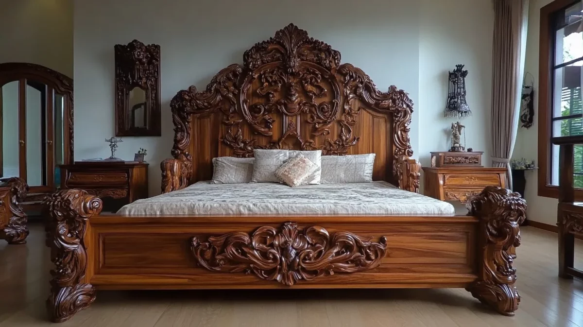 timeless teak wood double cot designs