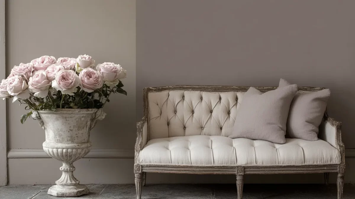 warm gray and dusty rose for cozy inside walls