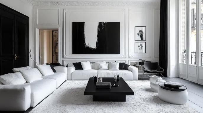 white walls with black accents