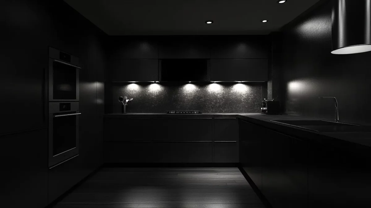 all black colours kitchen wall painting