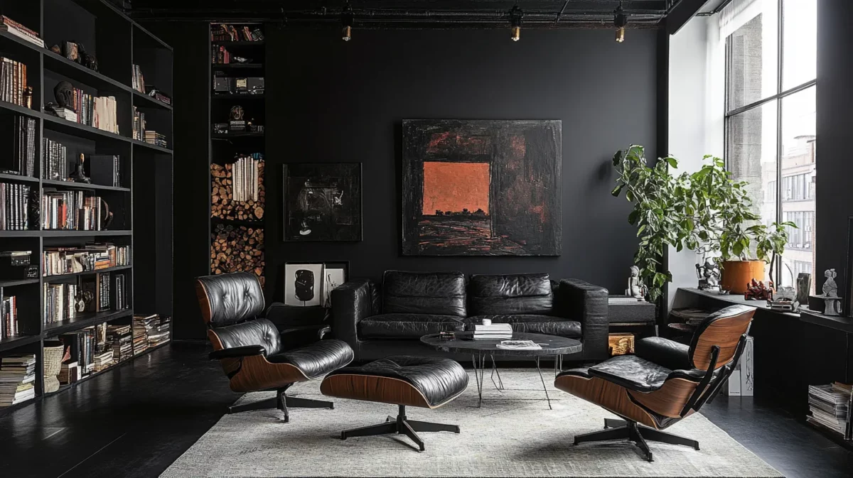 black and black living room colour combination