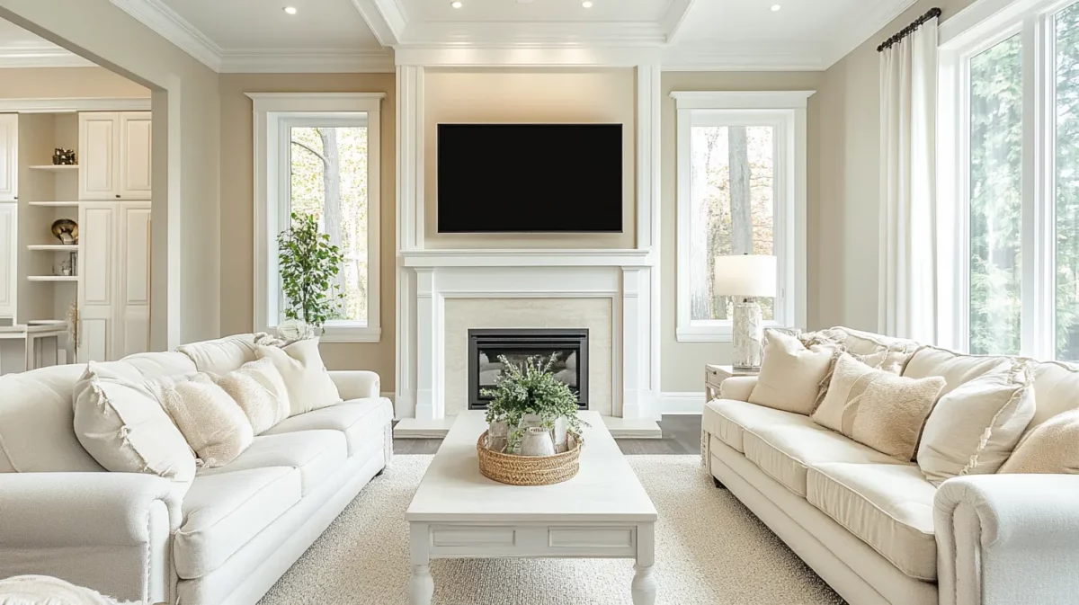 classic cream and white living room colour combination