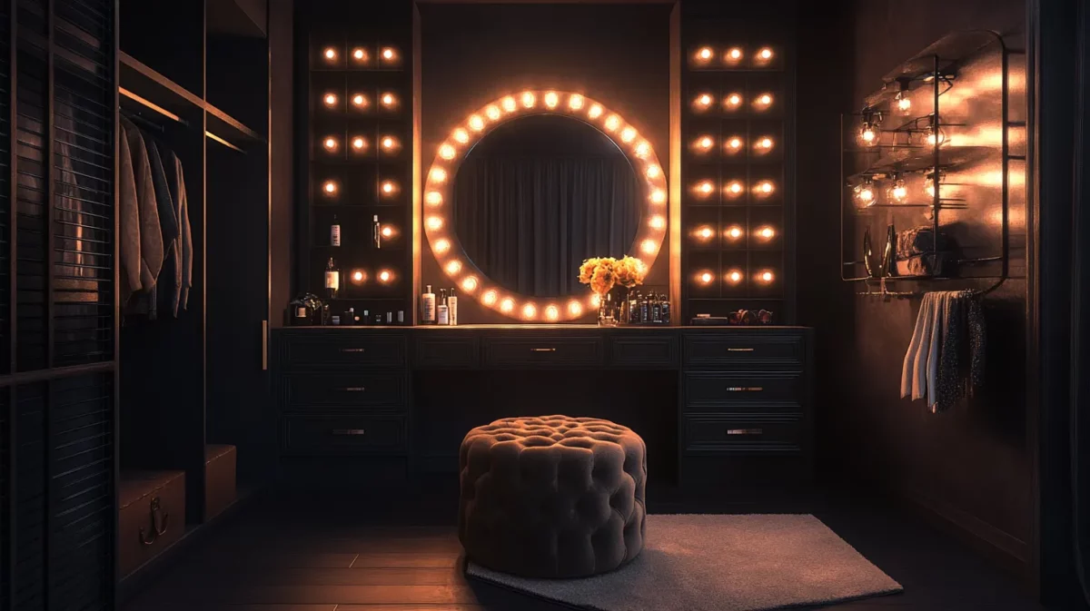 dressing table design with studio lights