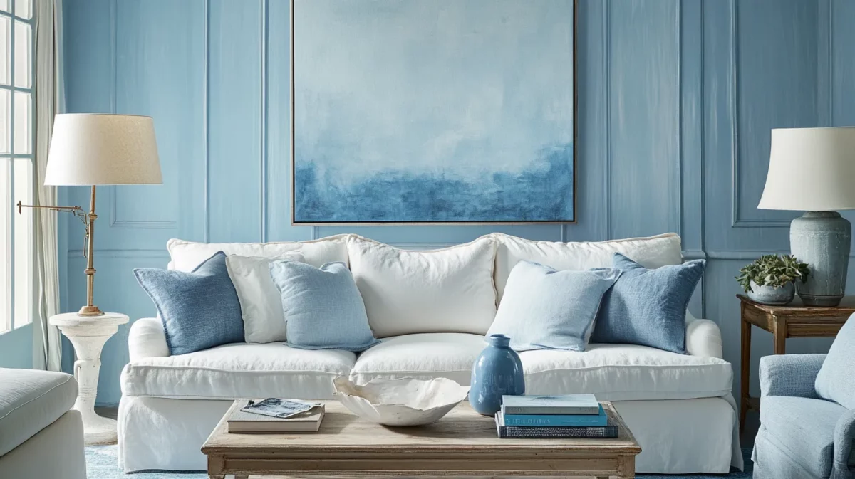 float aimlessly with pastel blue colour for living room by asian paints