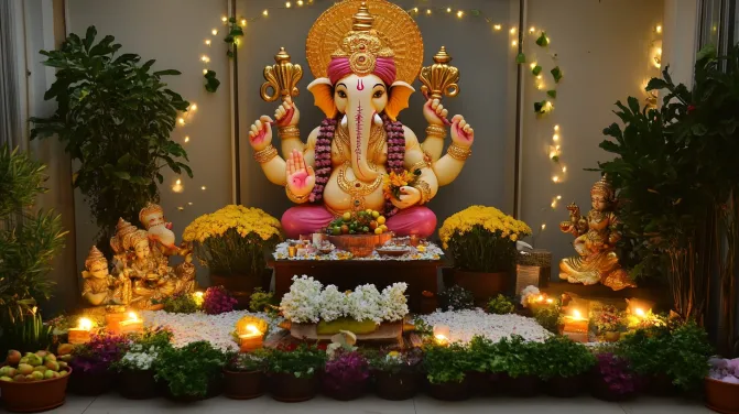 ganpati decoration ideas for home without thermocol