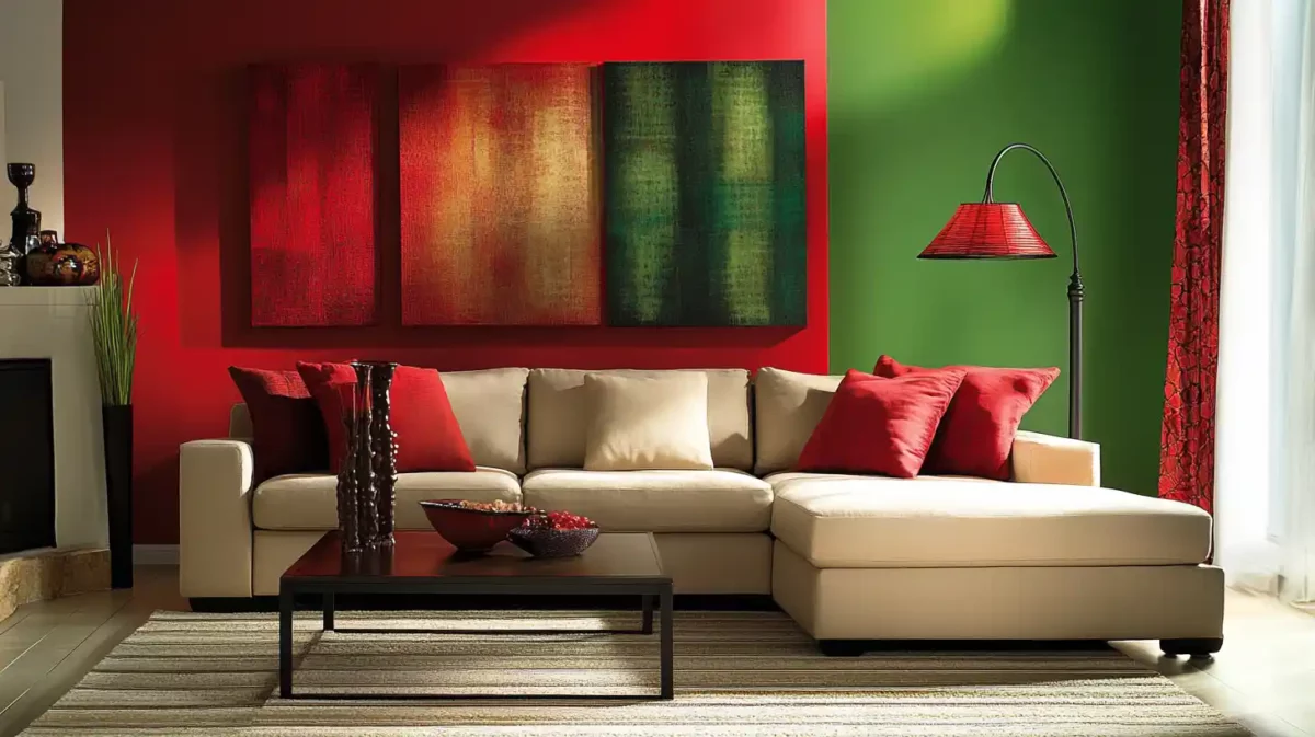 green and red colour wall paint combinations