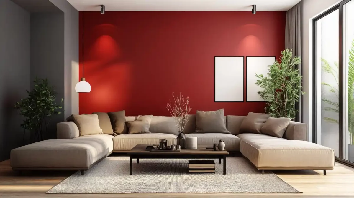 grey and red wall paint combinations