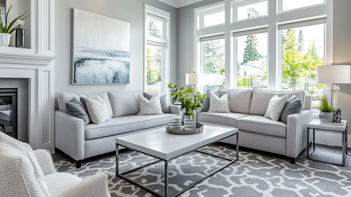 grey and white living room colour combination