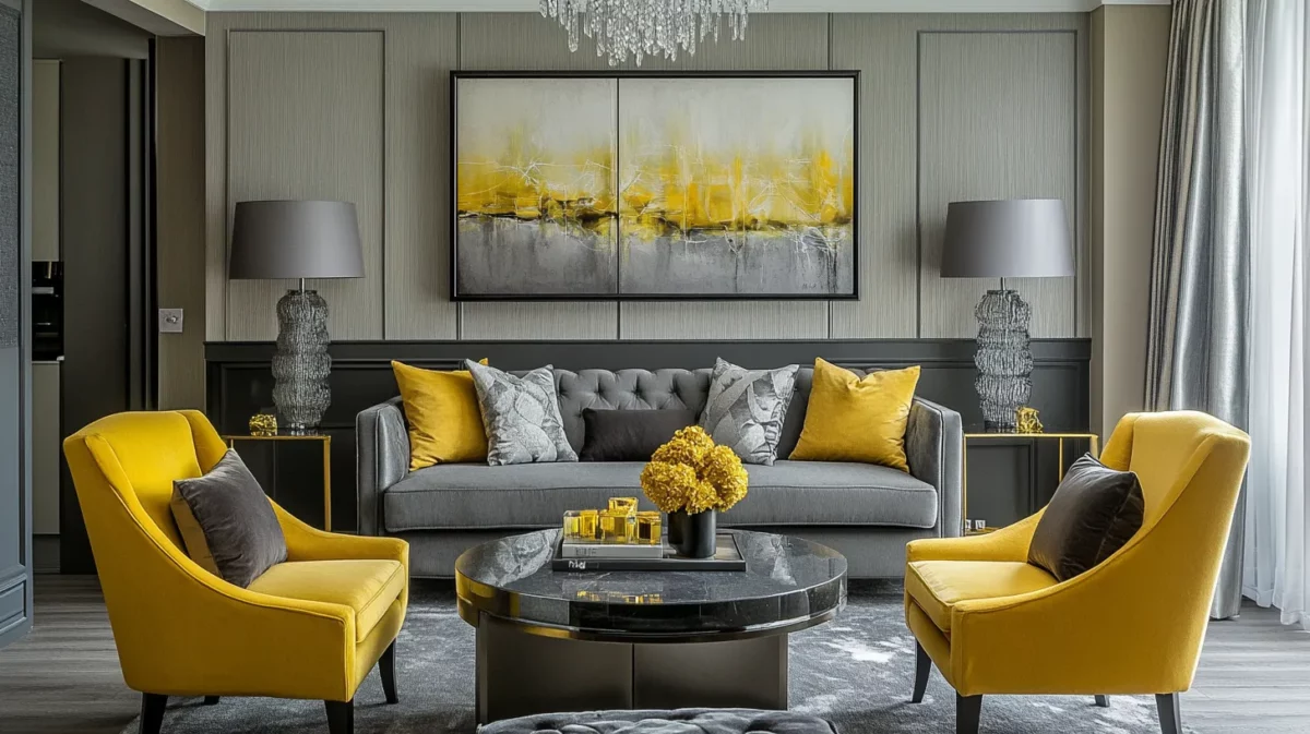 greys and yellows colour combinations for hall