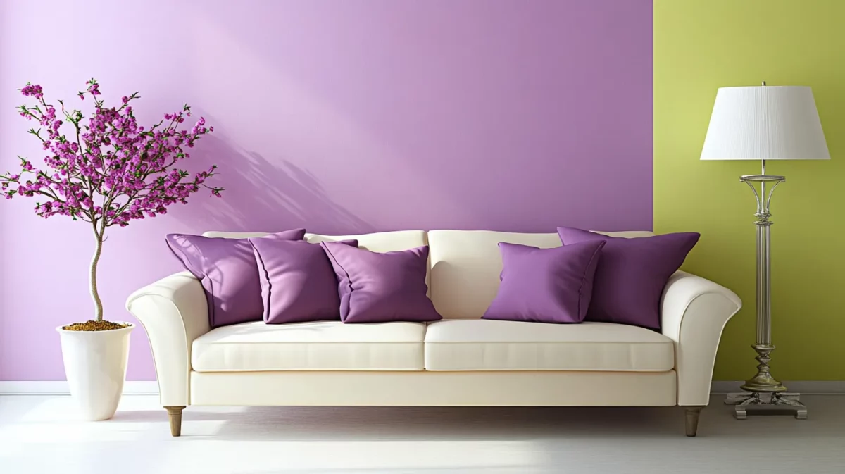 lime and mauve living room colour combination