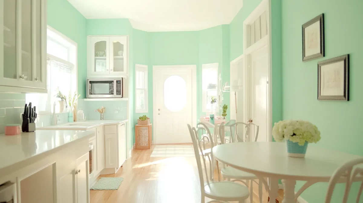 mint green with white small kitchen paint colours