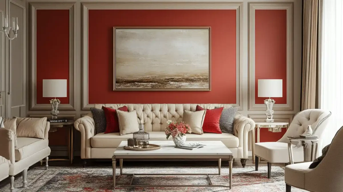 neutrals and traditional red wall paint combinations