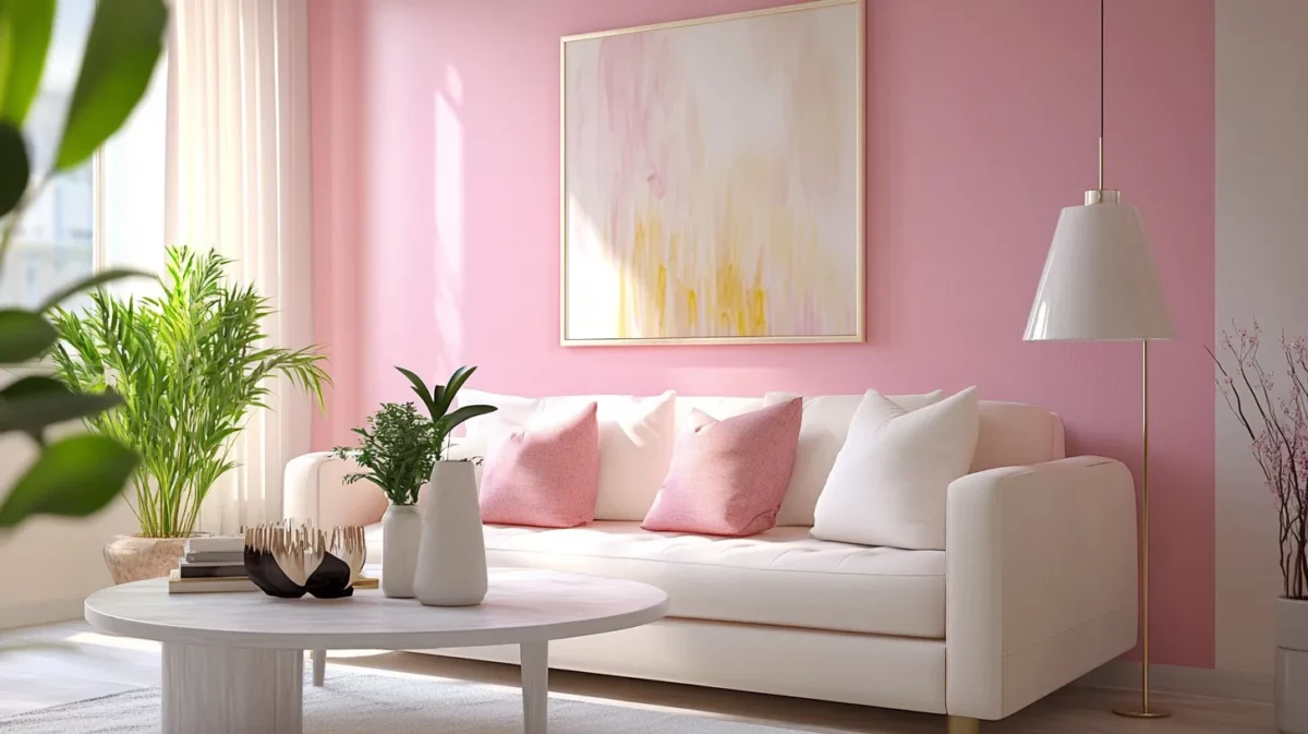 pink colour for living room by asian paints