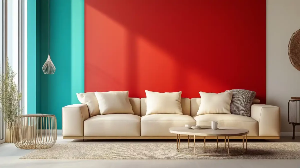 red and turquoise wall paint combinations