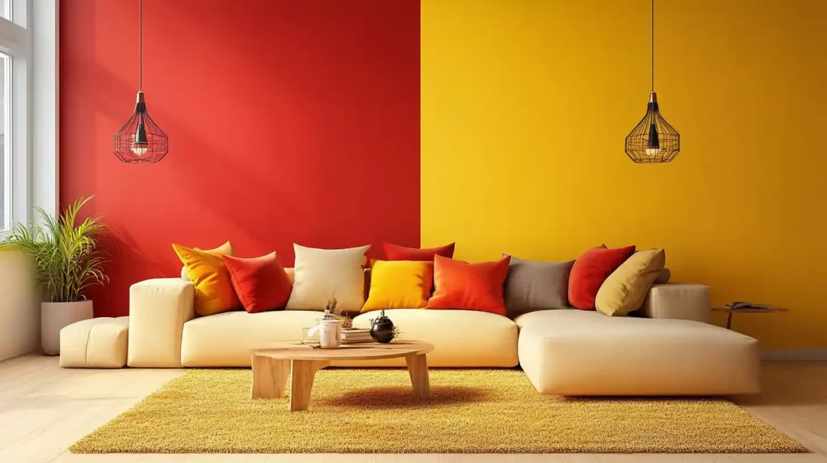 red and yellow combination for walls