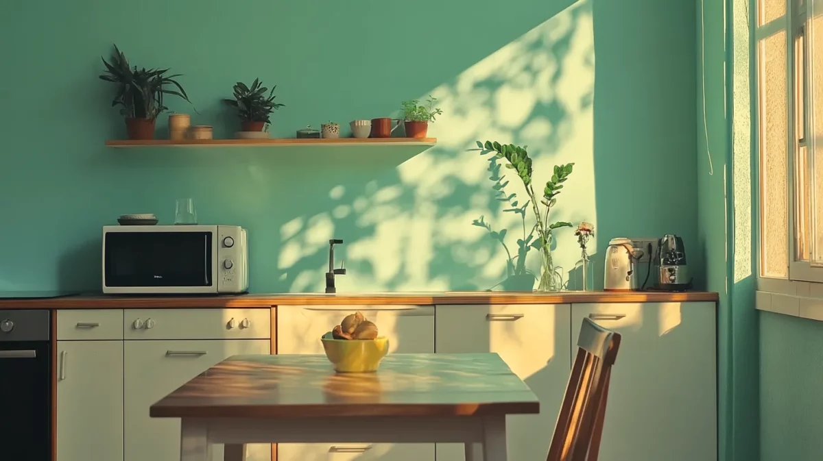 refreshingly mint green colour idea for kitchen wall