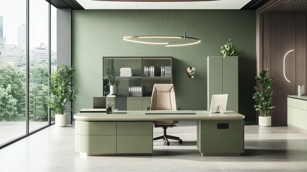 sage green with beige colour combinations for office walls