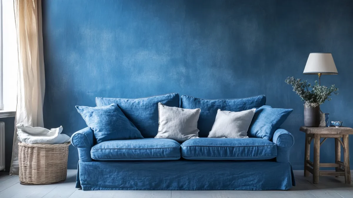 vintage blue colour for living room by asian paints