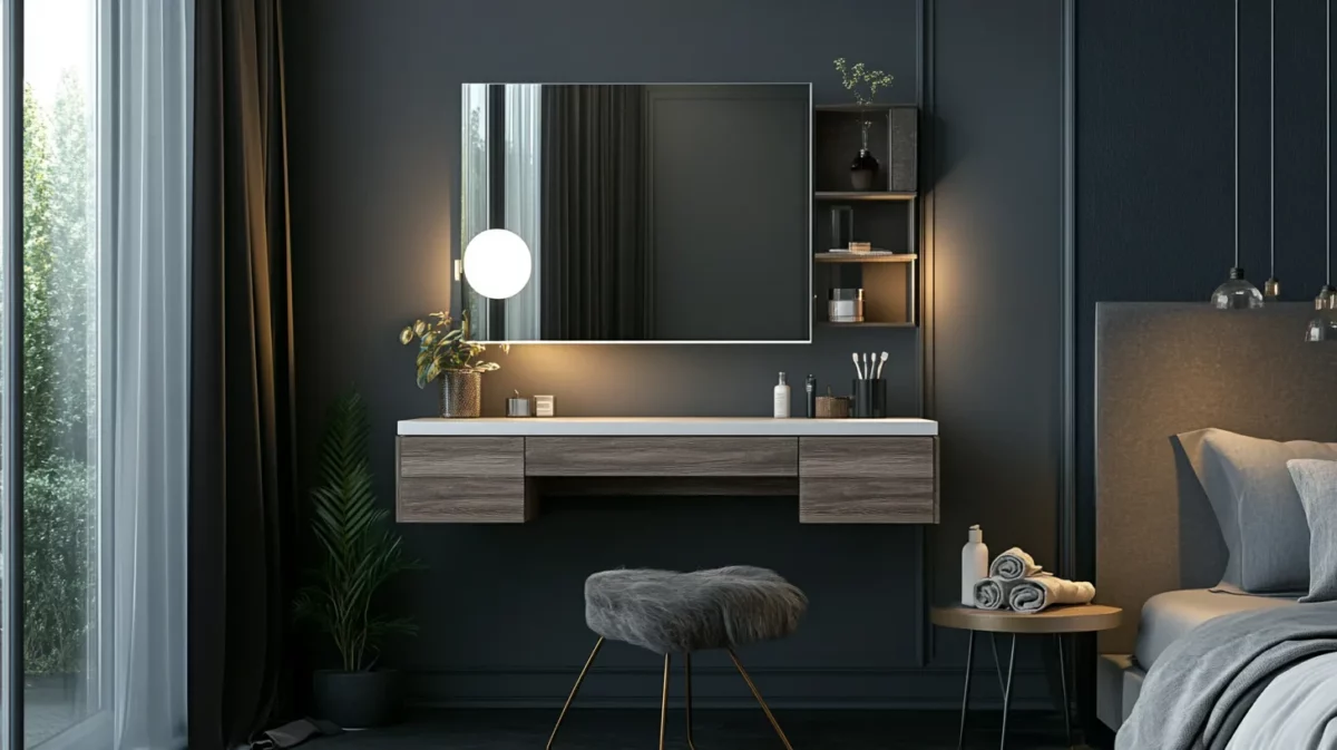 wall mounted dressing table designs for bedroom