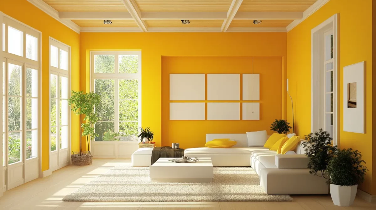 yellows in satin finish colour combinations for hall