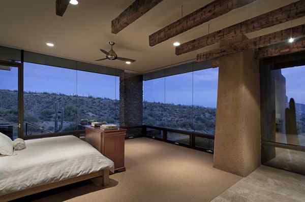 glass wall bedroom