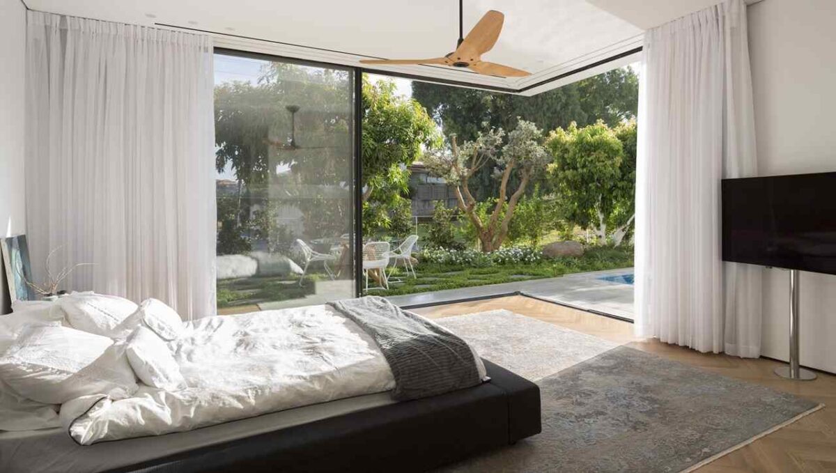 glass wall bedroom