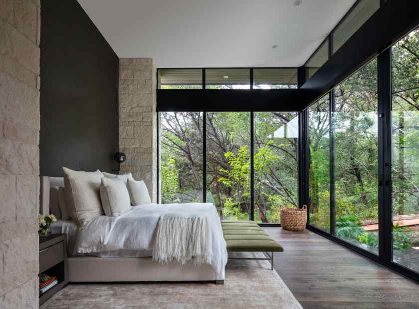 glass wall bedroom