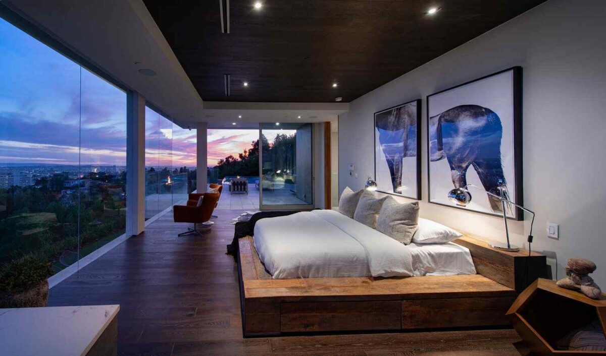 glass wall bedroom