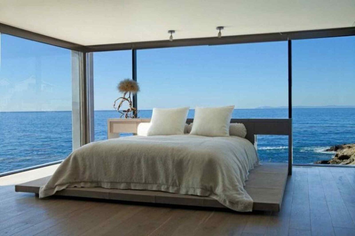 glass wall bedroom