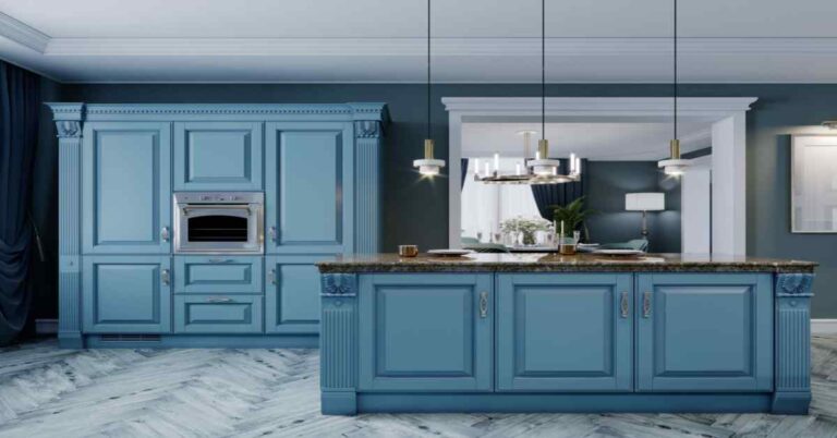 Palladian blue kitchen cabinets