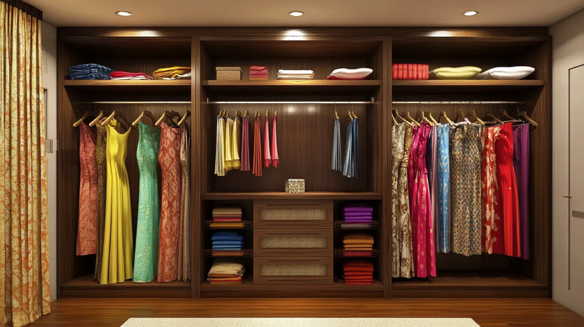 compact indian family wardrobe design idea