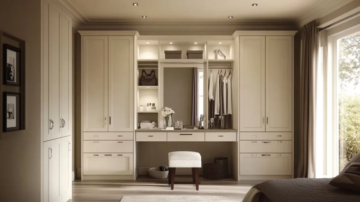 dressing table integrated bedroom wardrobe design