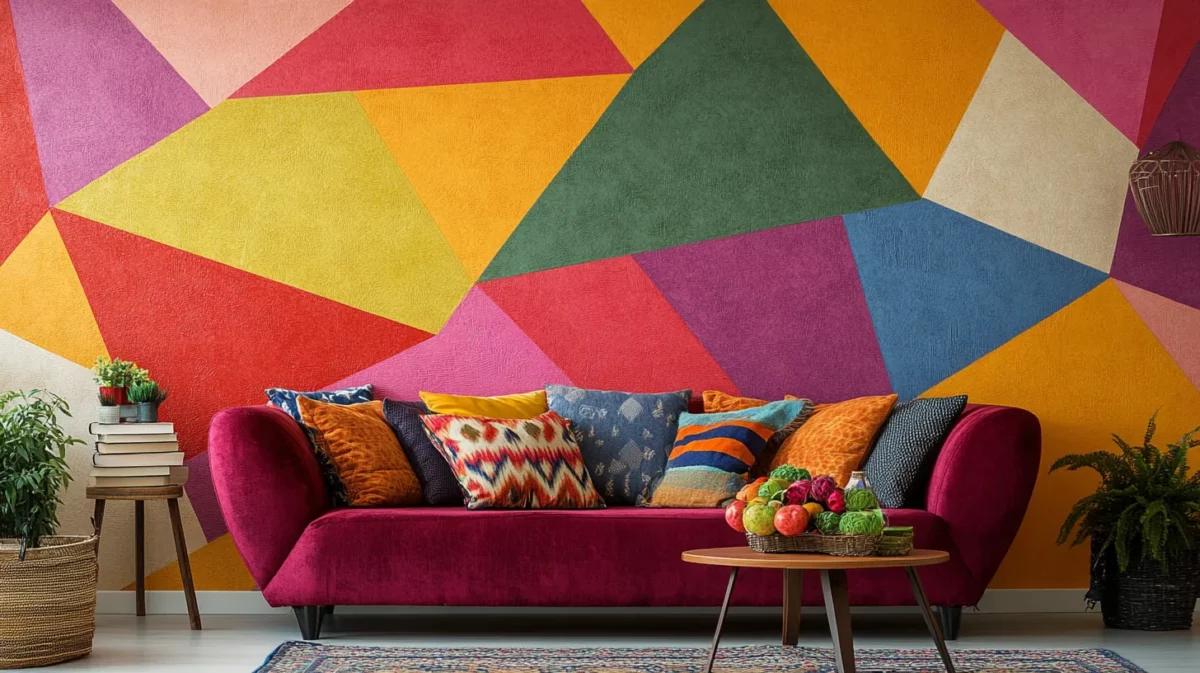 geometric patterns wall texture design for living room