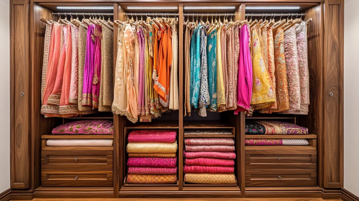 saree storage wardrobe interior design for indian ladies